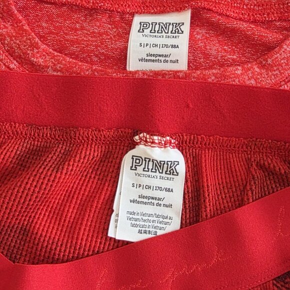 PINK Victorias Secret Pajama Set Women S Heathered Red LS Top Plaid Pants Lounge - Picture 3 of 16